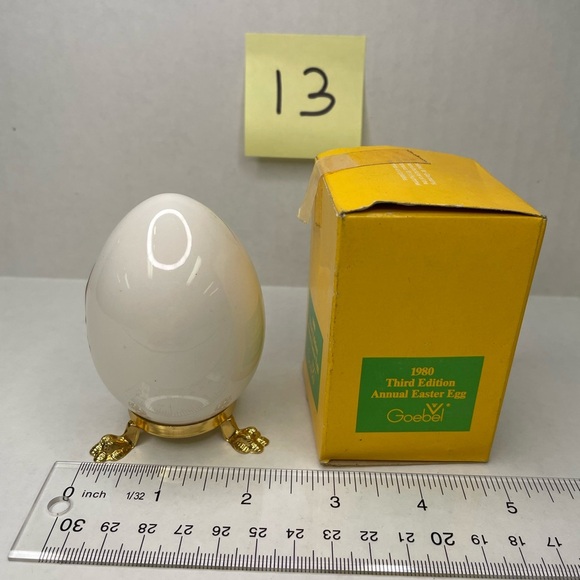 Goebel White and Brown Easter Egg with Rabbit Design - Picture 3 of 7